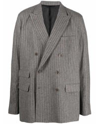 Blazer doppiopetto di lana a righe verticali grigio di Acne Studios