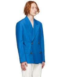 Blazer doppiopetto di lana blu di Alexander McQueen