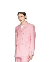 Blazer doppiopetto di lana rosa di Burberry