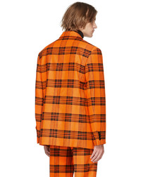 Blazer doppiopetto di lana scozzese arancione di S.R. STUDIO. LA. CA.