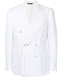 Blazer doppiopetto di lino bianco di Dolce & Gabbana