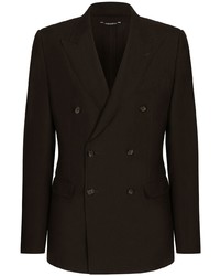 Blazer doppiopetto di lino marrone scuro di Dolce & Gabbana