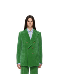 Blazer doppiopetto di velluto verde di Gucci