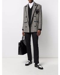 Blazer doppiopetto stampato bianco di Balmain