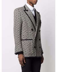 Blazer doppiopetto stampato bianco di Balmain