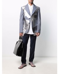 Blazer patchwork azzurro di Comme Des Garcons Homme Plus