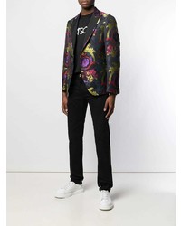 Blazer stampato nero di Versace