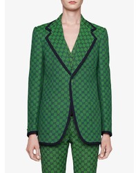 Blazer stampato verde di Gucci
