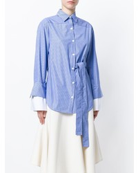 Blusa abbottonata a righe verticali azzurra di Eudon Choi