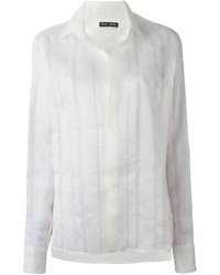Blusa abbottonata a righe verticali bianca