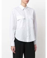 Blusa abbottonata a righe verticali bianca di Cédric Charlier