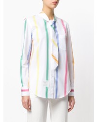 Blusa abbottonata a righe verticali bianca di Thom Browne