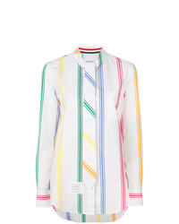 Blusa abbottonata a righe verticali bianca di Thom Browne