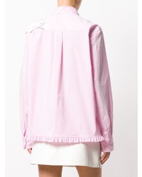 Blusa abbottonata a righe verticali rosa di MSGM