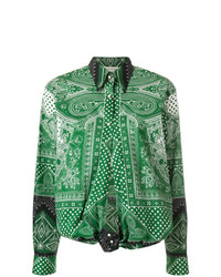 Blusa abbottonata con stampa cachemire verde di Etro