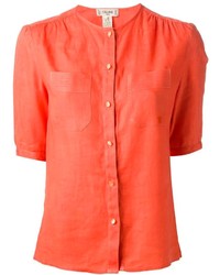 Blusa abbottonata leggera arancione di Celine