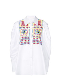 Blusa abbottonata ricamata bianca di Miahatami