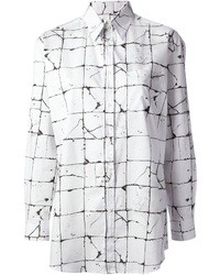 Blusa abbottonata stampata bianca e nera di Jean Paul Gaultier