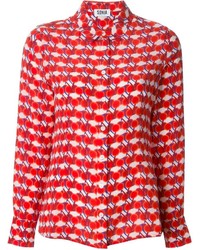 Blusa abbottonata stampata rossa e bianca di Sonia Rykiel