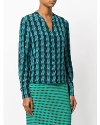 Blusa abbottonata stampata verde di Dvf Diane Von Furstenberg