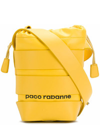 Borsa a secchiello in pelle gialla di Paco Rabanne