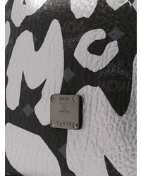 Borsa a secchiello in pelle stampata nera di MCM
