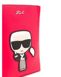 Borsa a secchiello in pelle stampata rossa di Karl Lagerfeld