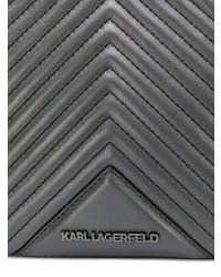 Borsa a secchiello in pelle trapuntata grigio scuro di Karl Lagerfeld