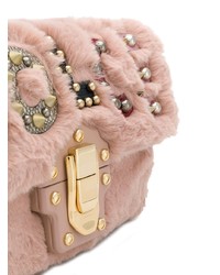 Borsa a tracolla di pelliccia rosa di Dolce & Gabbana
