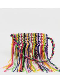 Borsa a tracolla di tela con frange multicolore di Glamorous