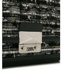 Borsa a tracolla di tweed nera di Karl Lagerfeld