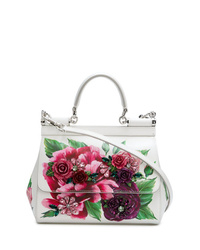 Borsa a tracolla in pelle a fiori bianca di Dolce & Gabbana
