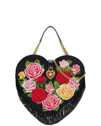 Borsa a tracolla in pelle a fiori nera di Dolce & Gabbana
