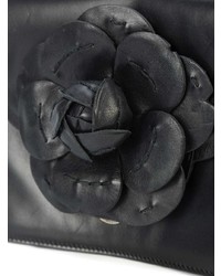 Borsa a tracolla in pelle a fiori nera di Oscar de la Renta