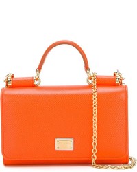 Borsa a tracolla in pelle arancione di Dolce & Gabbana