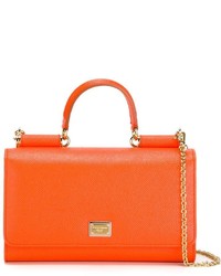 Borsa a tracolla in pelle arancione di Dolce & Gabbana