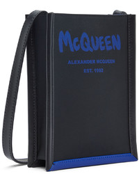 Borsa a tracolla in pelle blu scuro di Alexander McQueen