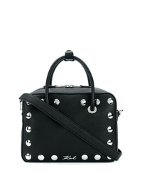 Borsa a tracolla in pelle con borchie nera di Karl Lagerfeld