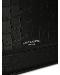 Borsa a tracolla in pelle con stampa serpente nera di Saint Laurent