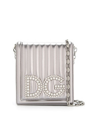 Borsa a tracolla in pelle decorata argento di Dolce & Gabbana