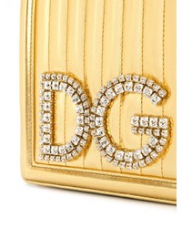 Borsa a tracolla in pelle decorata dorata di Dolce & Gabbana