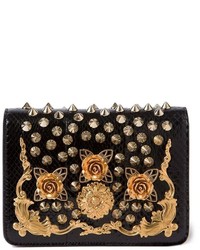 Borsa a tracolla in pelle decorata nera di Dolce & Gabbana