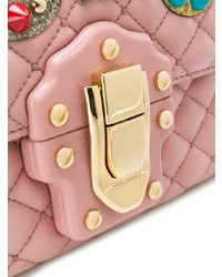 Borsa a tracolla in pelle decorata rosa di Dolce & Gabbana