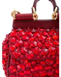 Borsa a tracolla in pelle decorata rossa di Dolce & Gabbana
