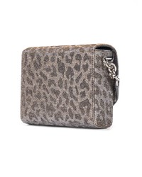 Borsa a tracolla in pelle leopardata argento di Dolce & Gabbana