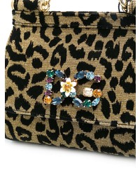 Borsa a tracolla in pelle leopardata dorata di Dolce & Gabbana
