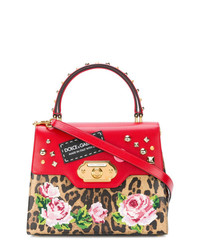 Borsa a tracolla in pelle leopardata multicolore di Dolce & Gabbana