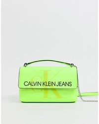 Borsa a tracolla in pelle lime di Calvin Klein Jeans