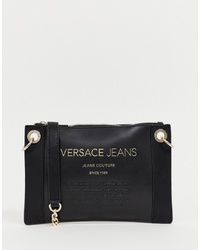 Borsa a tracolla in pelle nera di Versace Jeans