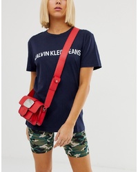 Borsa a tracolla in pelle rossa di Calvin Klein Jeans